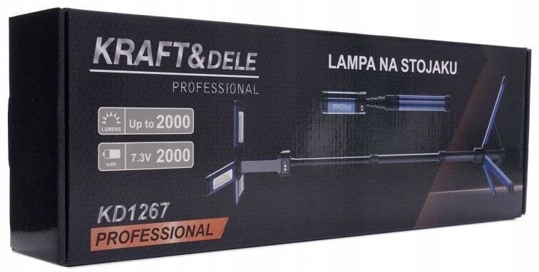 Аккумуляторная строительная светодиодная лампа на штативе Kraft&Dele KD1267, три головки 2000 лм 4000 мАч USB прожектор телескопич