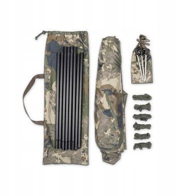 Тент Nash Bank Life Multi Tarp XL Camo T1242, камуфляжний з стійками та кілками