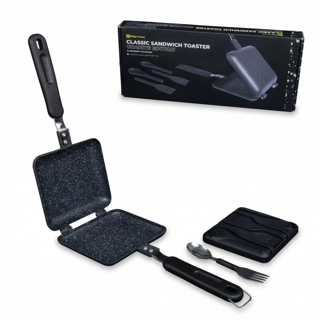 Тостер туристичний RidgeMonkey Classic Sandwich Toaster Granite Edition RM774 з приборами